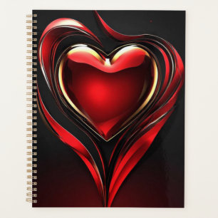 Glossy Red Heart With Warm Romantic Glow Planner