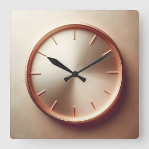 glossy rose gold circle square wall clock