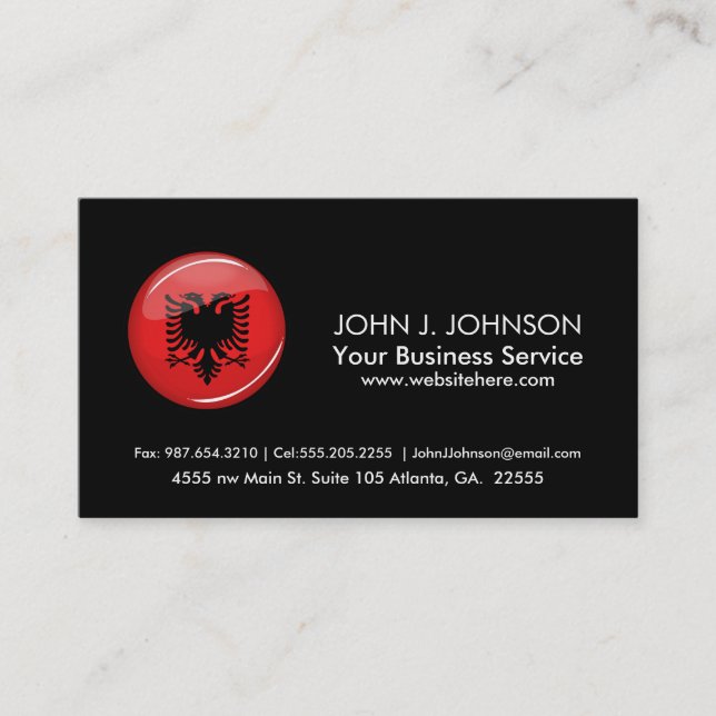 Glossy Round Albanian Flag Business Card (Front)