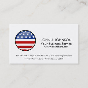Glossy Round American Flag Business Card