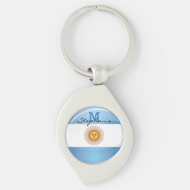 Glossy Round Argentina Flag Key Ring (Front)