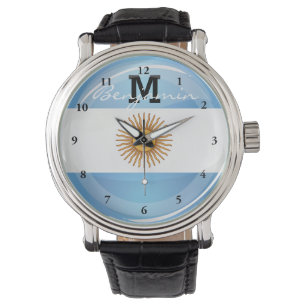 Glossy Round Argentina Flag Watch
