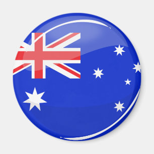 Glossy Round Australian Flag Magnet
