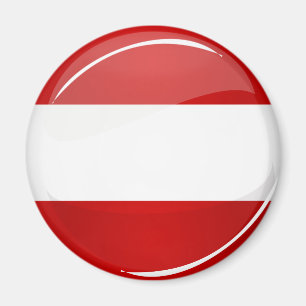 Glossy Round Austrian Flag Magnet