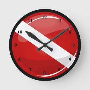 Glossy Round Diver's Flag Clock