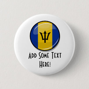Glossy Round Flag of Barbados 6 Cm Round Badge