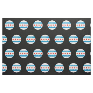 Glossy Round Flag of Chicago Fabric