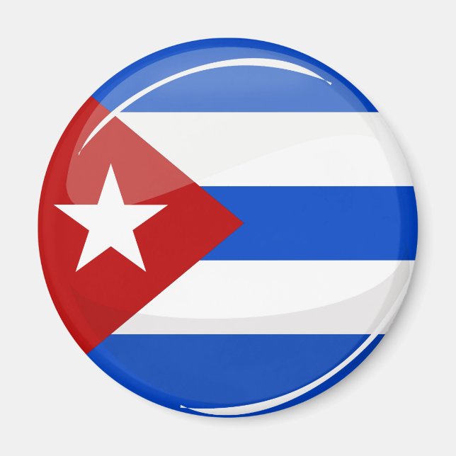 Glossy Round Flag of Cuba Magnet (Front)