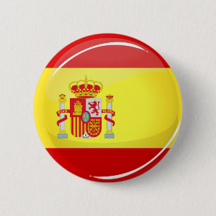 Glossy Round Flag of Spain 6 Cm Round Badge