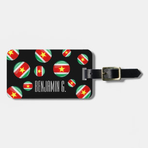 Glossy Round Flag of Suriname Luggage Tag