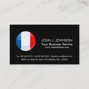 Glossy Round French Flag Business Card