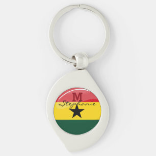 Glossy Round Ghanian Flag Key Ring