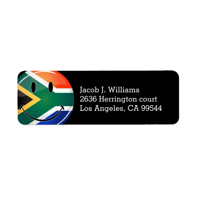 Glossy Round Happy South African Flag (Front)