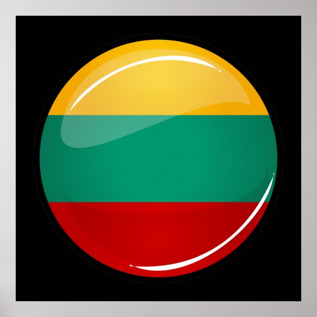 Glossy Round Lithuanian Flag Poster (Front)