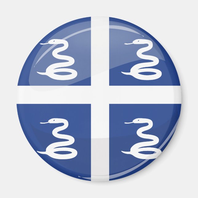 Glossy Round Martinique Flag Magnet (Front)