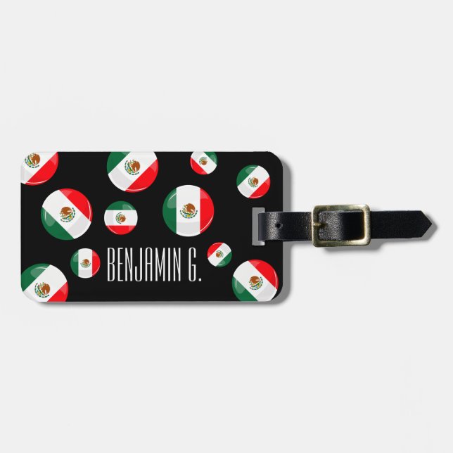 Glossy Round Mexican Flag Luggage Tag (Front Horizontal)