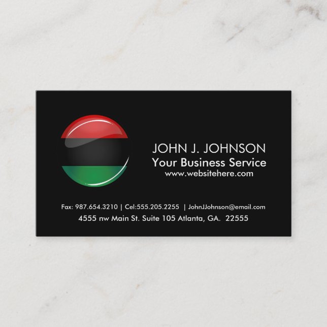 Glossy Round Pan-African Flag Business Card (Front)