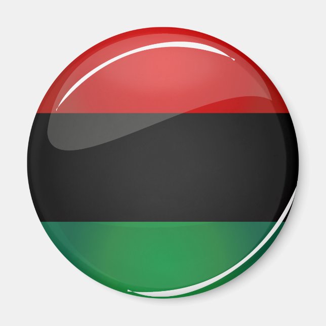 Glossy Round Pan-African Flag Magnet (Front)