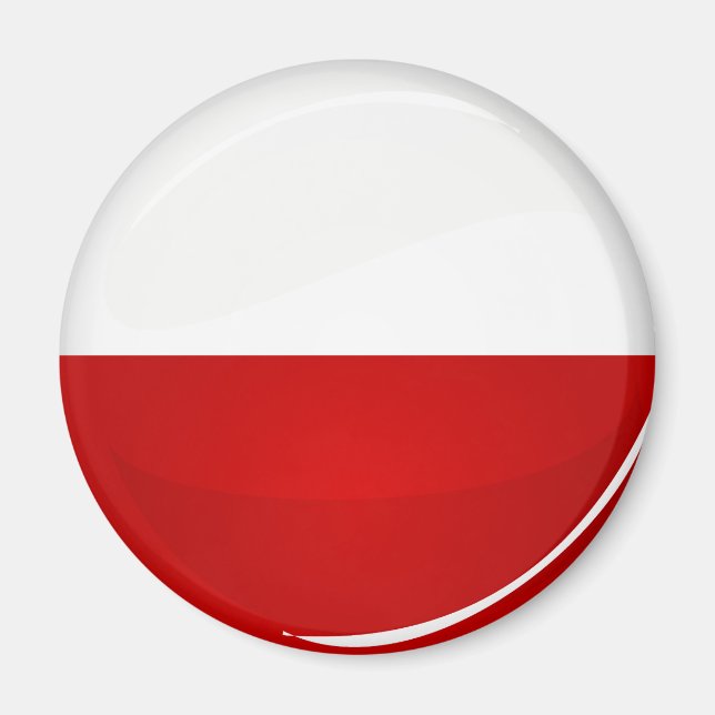 Glossy Round Polish Flag Magnet (Front)