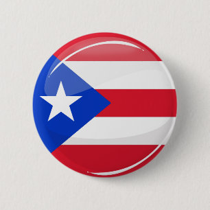 Glossy Round Puerto Rican Flag 6 Cm Round Badge