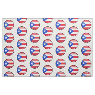 Glossy Round Puerto Rican Flag Fabric
