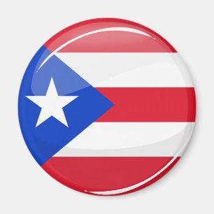 Glossy Round Puerto Rican Flag Magnet