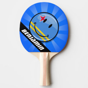 Glossy Round Smiling Aruban Flag Ping Pong Paddle