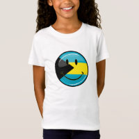Glossy Round Smiling Bahamain Flag