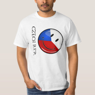 Glossy Round Smiling Czech Rep. Flag T-Shirt
