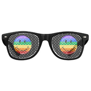 Glossy Round Smiling Gay Lgbt Pride Flag Retro Sunglasses