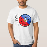 Glossy Round Smiling Haitian Flag