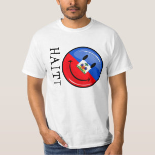 Glossy Round Smiling Haitian Flag T-Shirt
