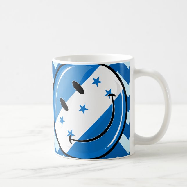 Glossy Round Smiling Honduran Flag Coffee Mug (Right)