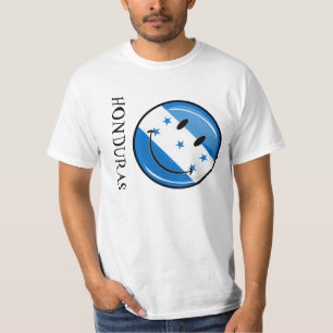 Glossy Round Smiling Honduran Flag T-Shirt