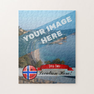 Glossy Round Smiling Norwegian Flag Jigsaw Puzzle