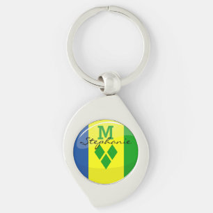 Glossy Round St. Vincent and Grenadines Flag Key Ring