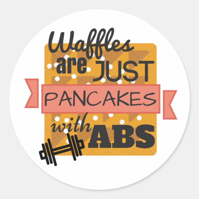 Glossy Round Sticker - Workout Waffles (Front)