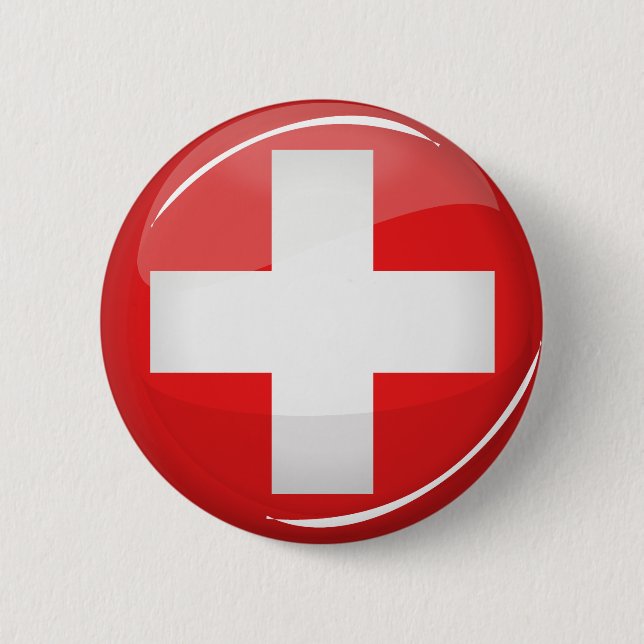 Glossy Round Swiss Flag 6 Cm Round Badge (Front)