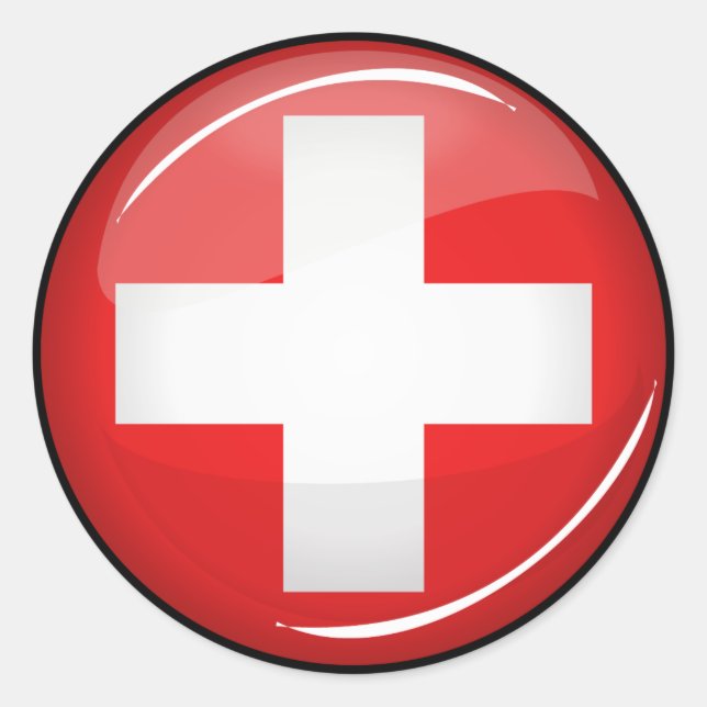 Glossy Round Swiss Flag Classic Round Sticker (Front)