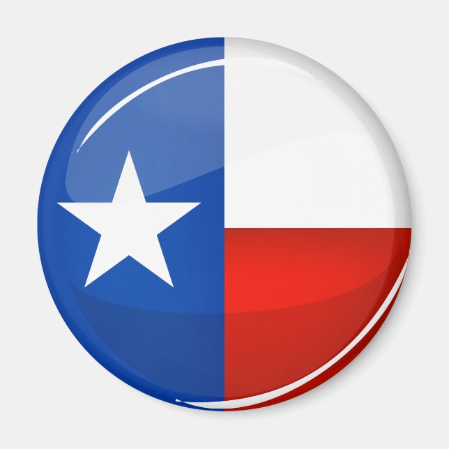 Glossy Round Texas Flag Magnet (Front)