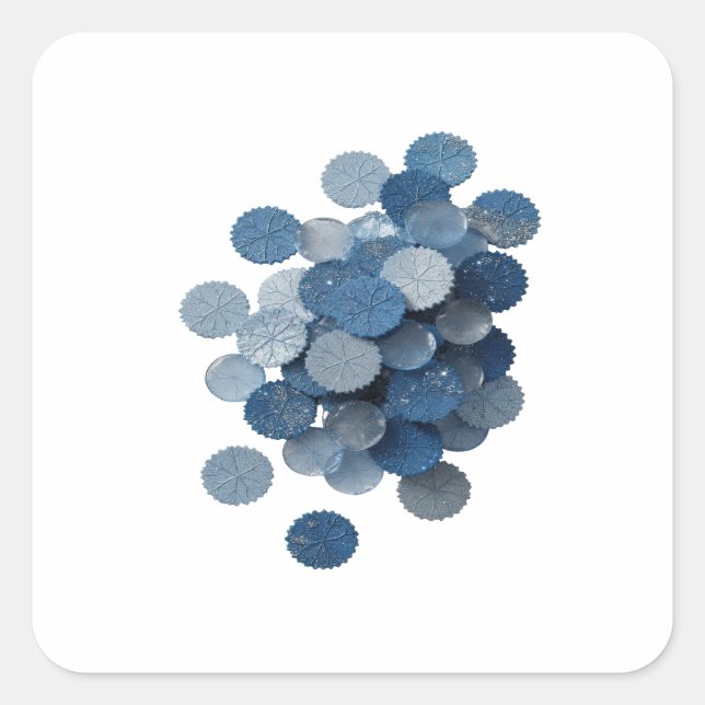 Glossy Silver BLUE LEAVES Craft Sticker (Front)