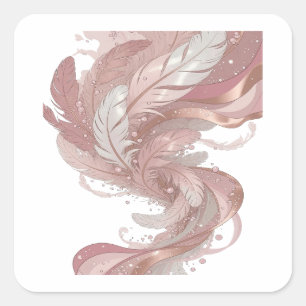Glossy Silver FEATHERS IN THE WIND Sticker Graphic