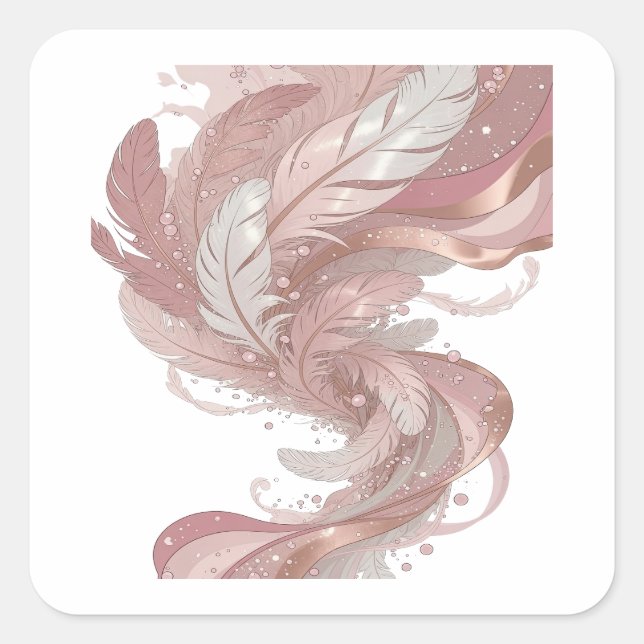 Glossy Silver FEATHERS IN THE WIND Sticker Graphic (Front)