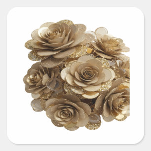 Glossy Silver GOLDEN ROSES Sticker Graphic