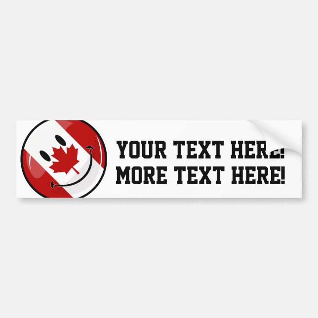Glossy Smiling Canadian Flag Bumper Sticker (Front)