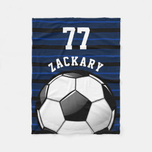 Glossy Soccer Ball Blue Fleece Blanket