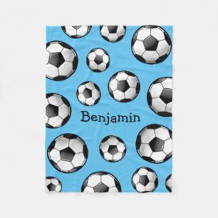 Glossy Soccer Ball Fleece Blanket