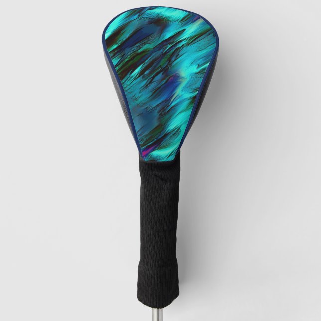 Glossy stained from cyan to blue, and red spots golf head cover (Front)