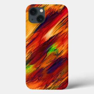 Glossy stained from red to orange, a little green iPhone 13 case