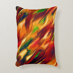 Glossy stained from red to orange, a little green decorative cushion